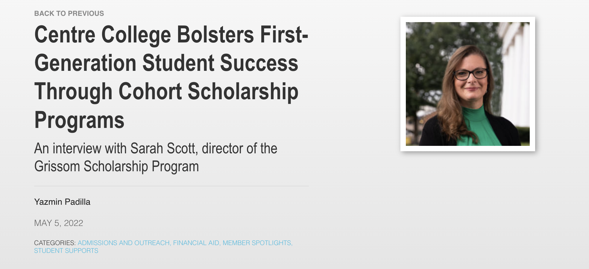 Centre College Bolsters First-Generation Student Success Through Cohort Scholarship Programs