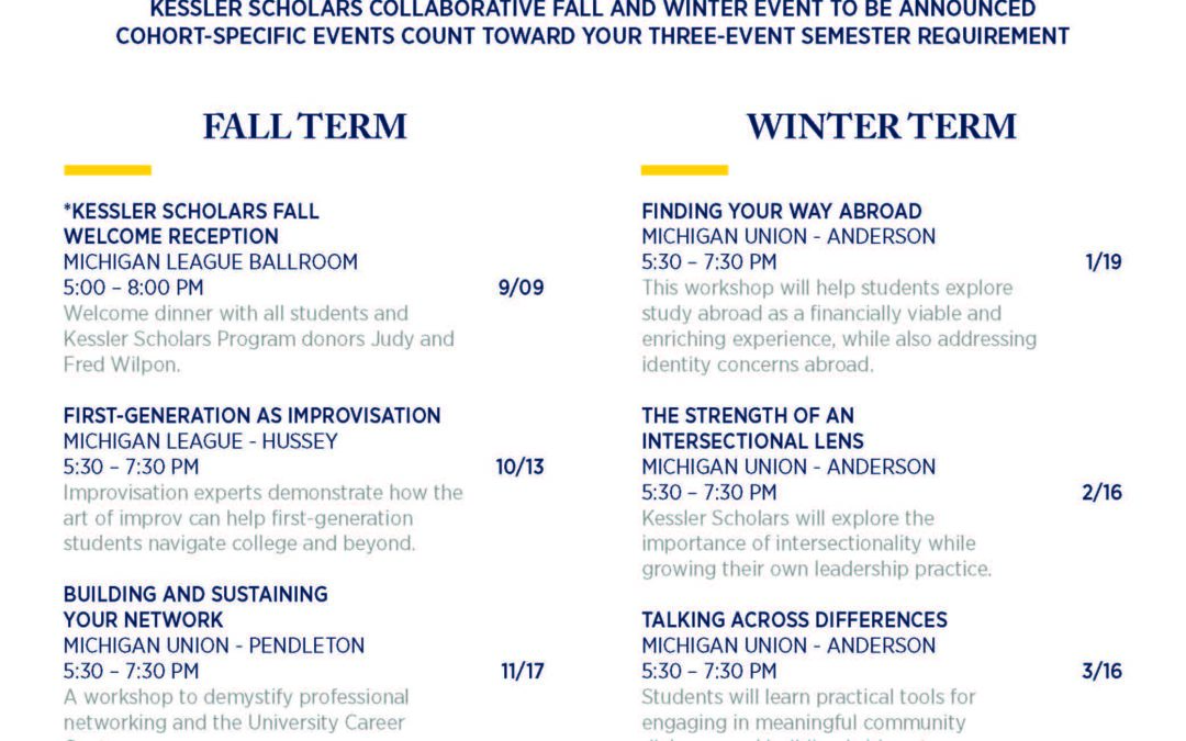 Example Program Calendar: University of Michigan 2022-2023