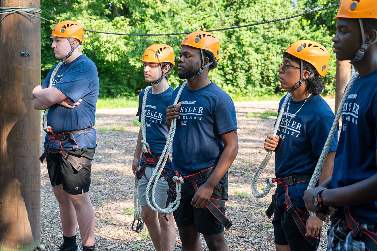 Kessler Scholars participating in ropes course